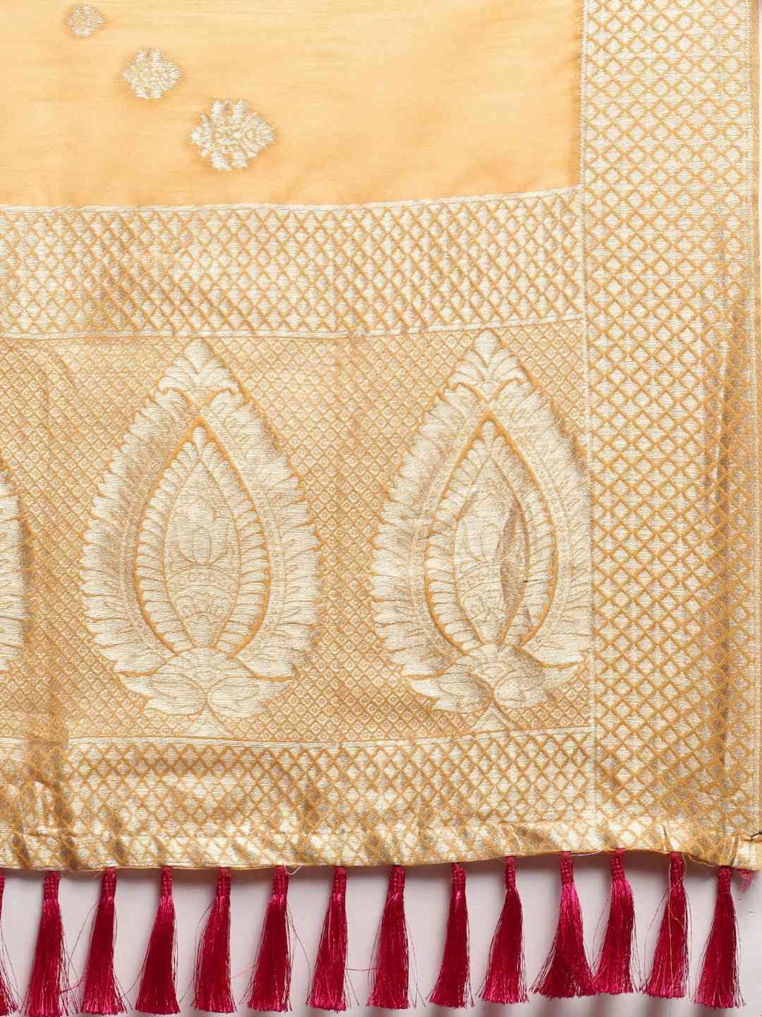Bollywood Orange Colour Woven Cotton Saree