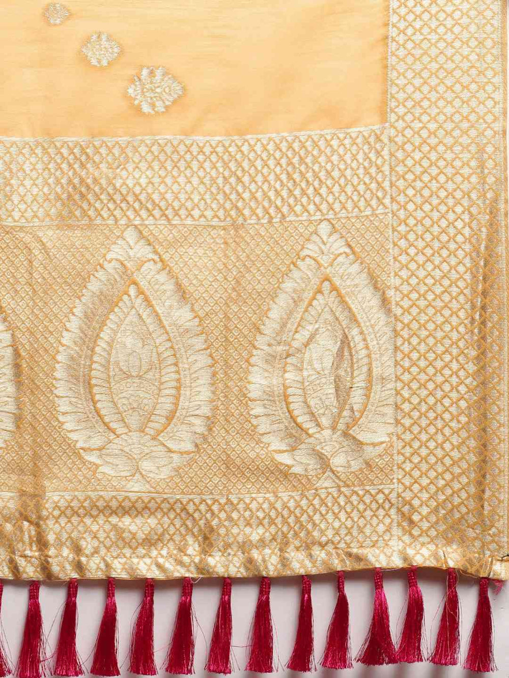 Bollywood Orange Colour Woven Cotton Saree