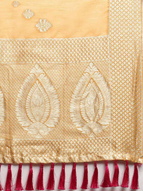 Bollywood Orange Colour Woven Cotton Saree
