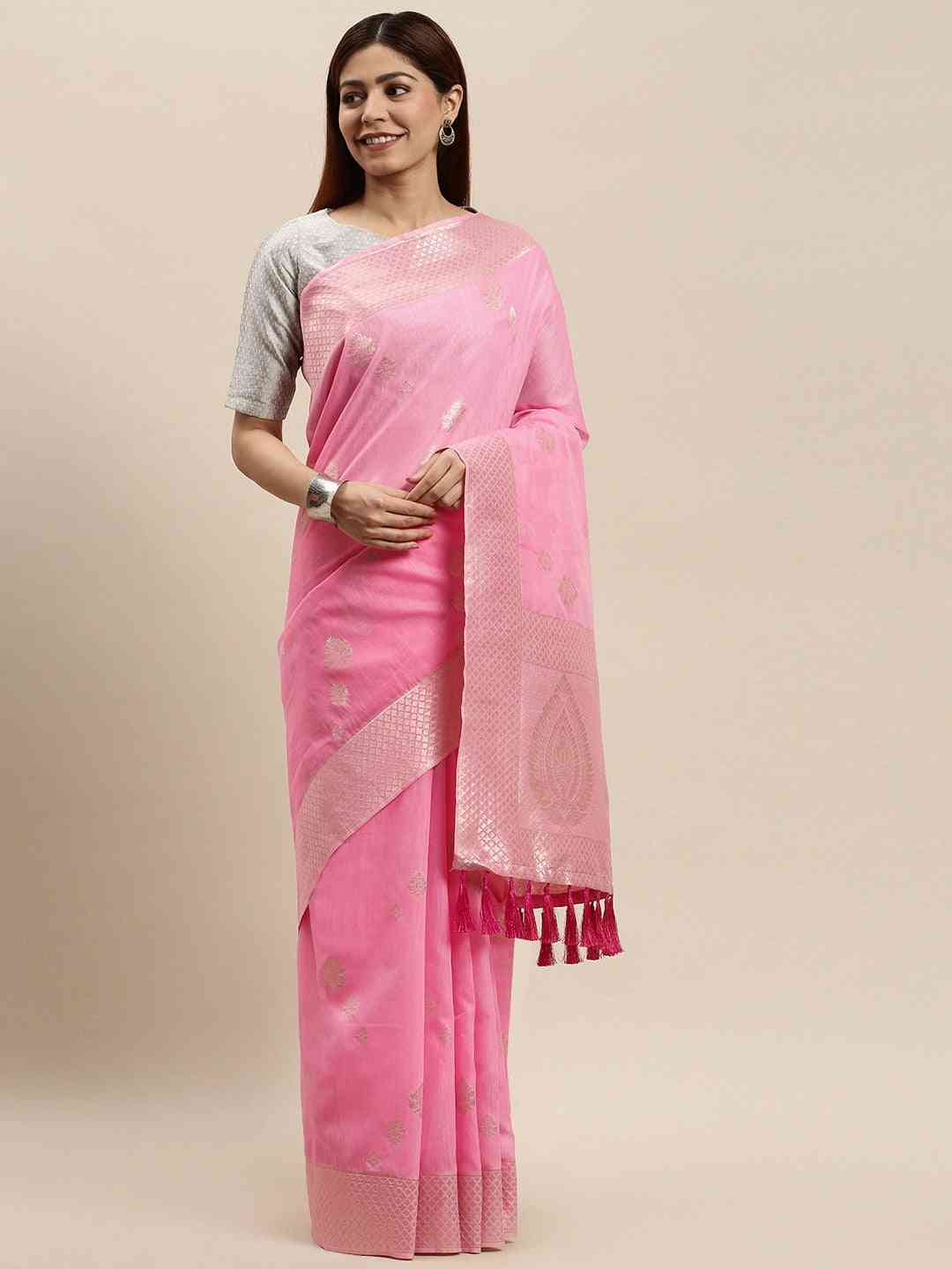 Bollywood Pink Colour Cotton Saree