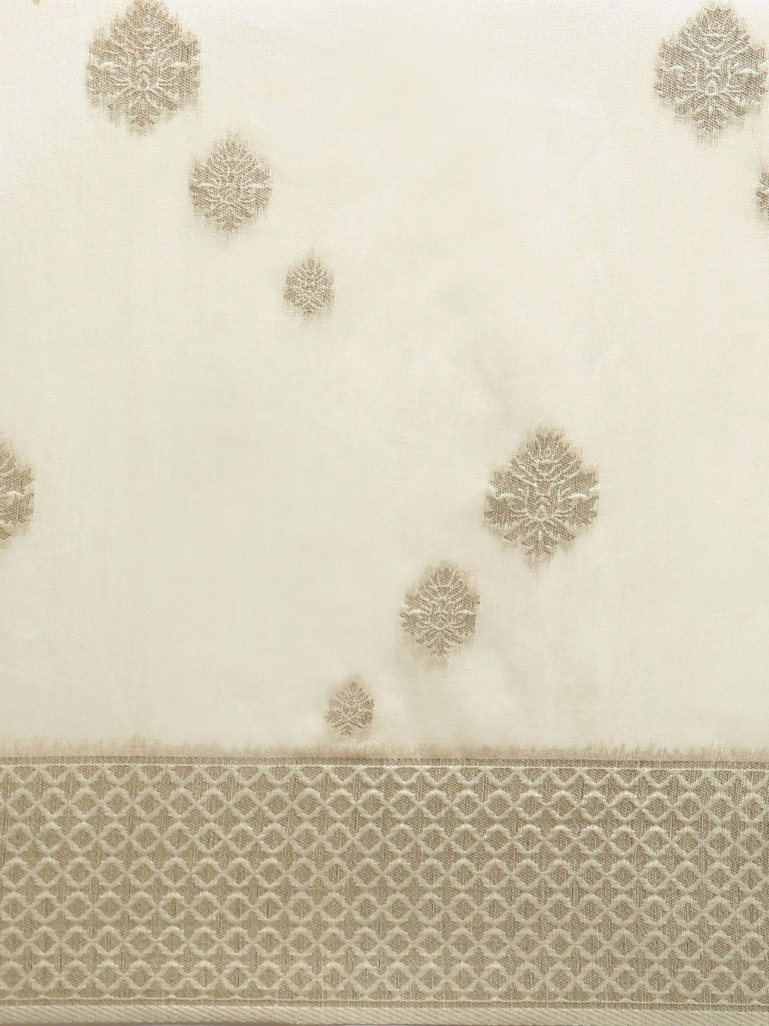 Stylish Bollywood White Colour Woven Design Cotton Saree 