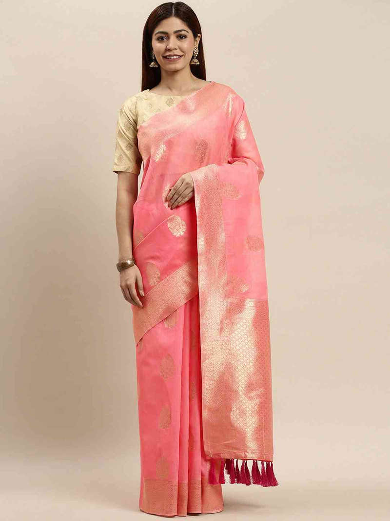Bollywood Mauve Colour Woven Design Cotton Saree