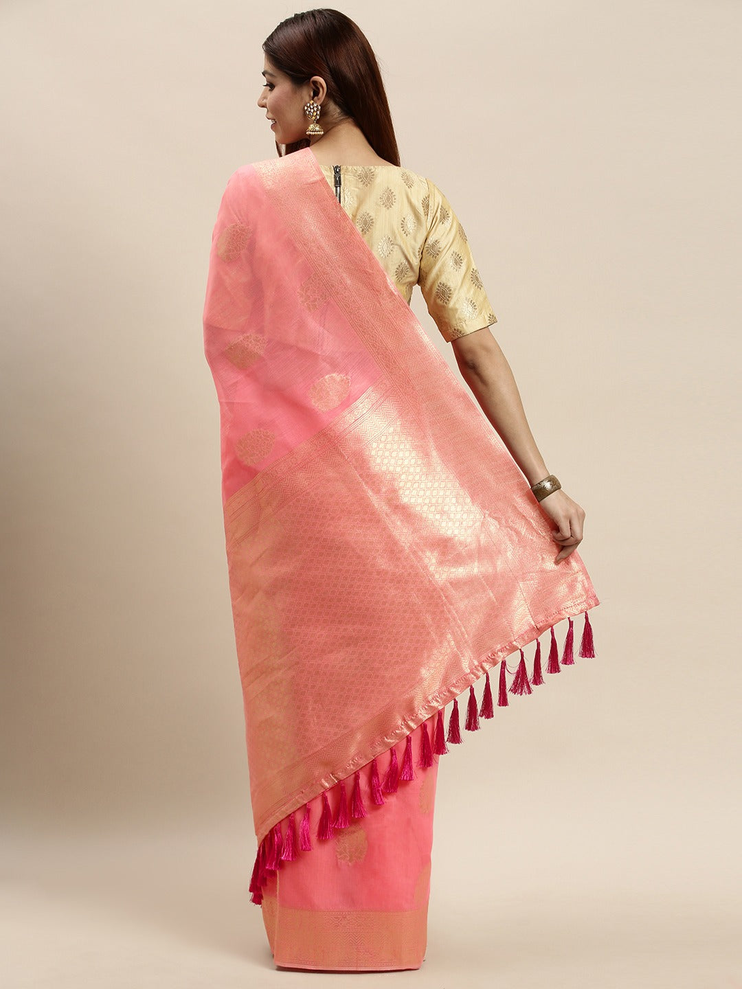 Stylish Bollywood Muvel Colour Woven Design Cotton Saree
