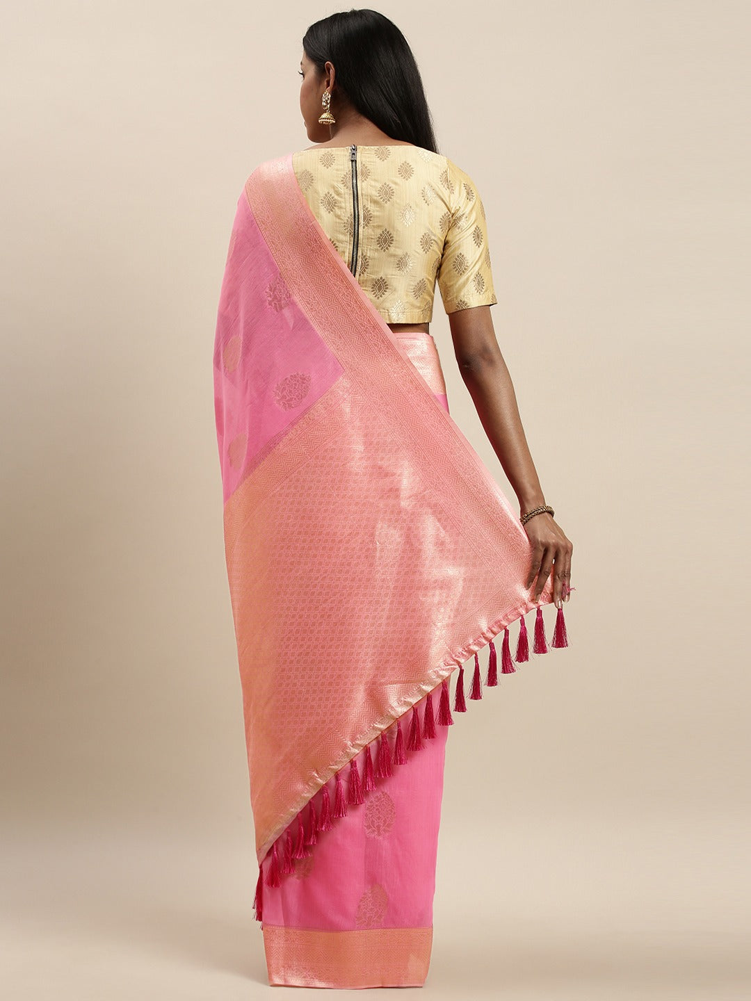 Bollywood Pink Colour Cotton Saree