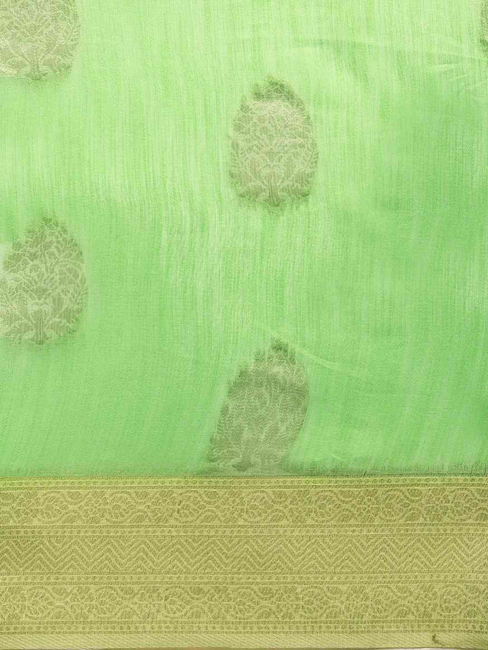 Stylish Bollywood Lime Colour Woven Design Cotton Saree