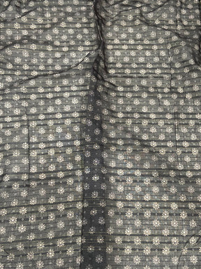 Grey Kalamkari Stripes Chanderi Saree