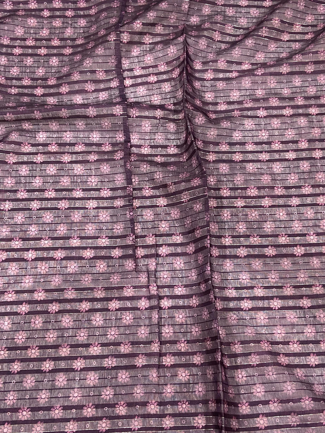 Pink Kalamkari Stripes Chanderi Saree