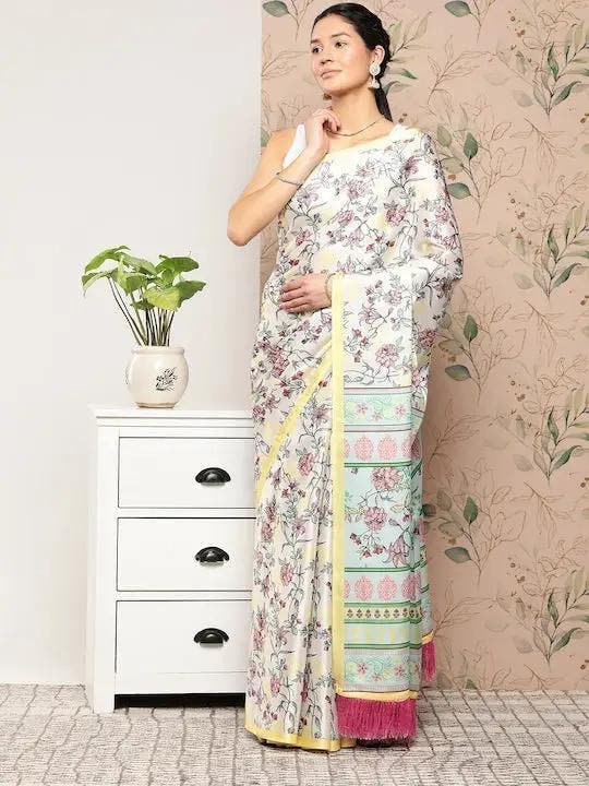 Buy Soft Satin Georgette Pristel Colour Party Wear Saree