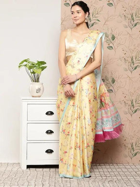 Soft Satin Georgette Saree in Pristel Colour