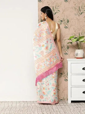 Soft Satin Georgette Saree in Pristel Colour