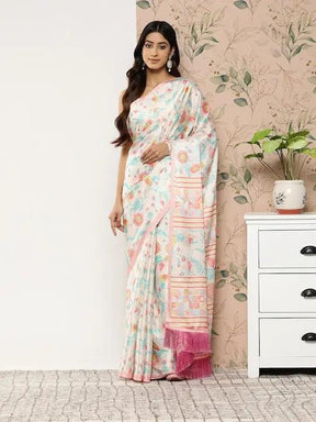 Soft Satin Georgette Saree in Pristel Colour