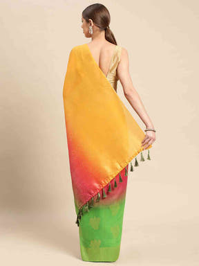  Slub Katan Silk Saree With Digital Print