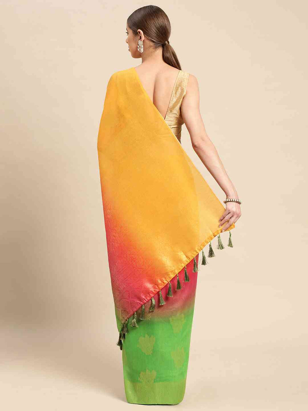  Slub Katan Silk Saree With Digital Print