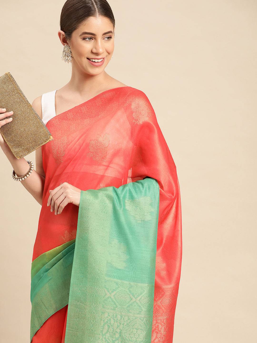 Slub Katan Silk Saree With Digital Print Vastranand 