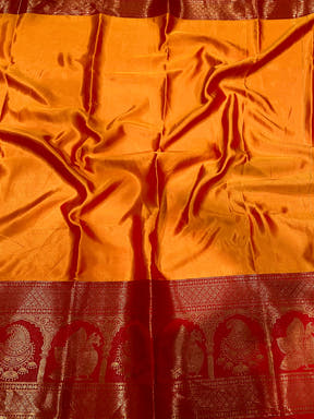 Yellow Charry Satin Floral Saree