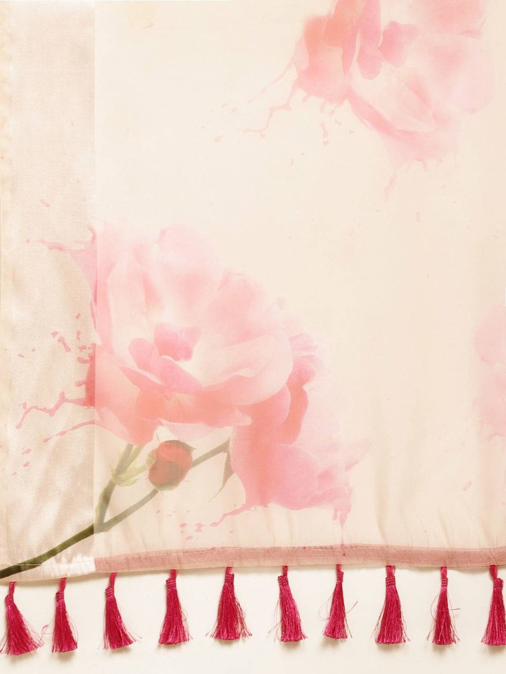 Organza With Satin Border Flower Print Party Wear Saree