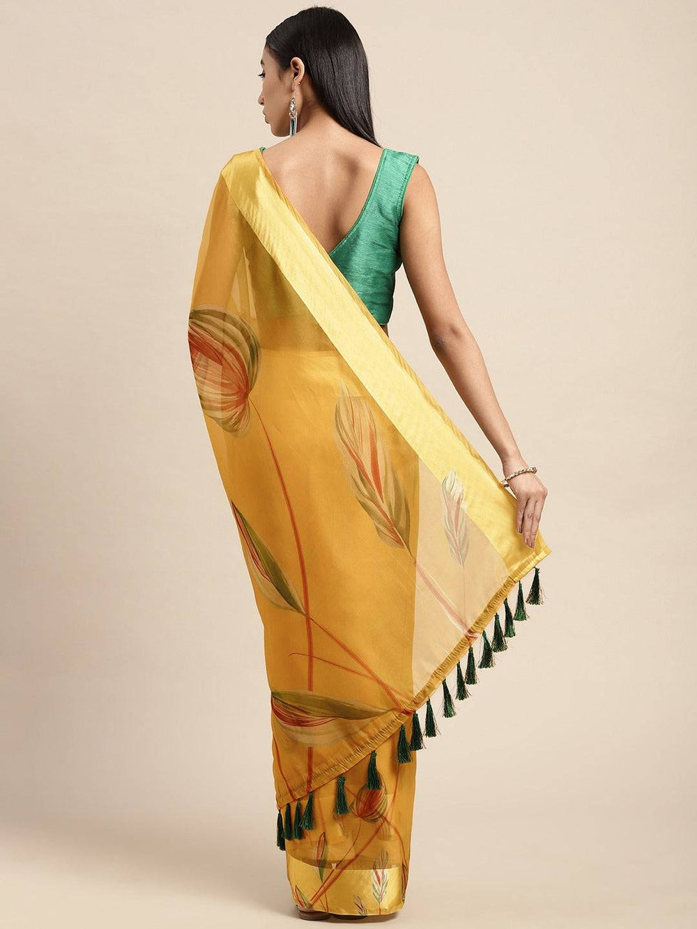 Organza With Satin Border Flower Print Party Wear Saree