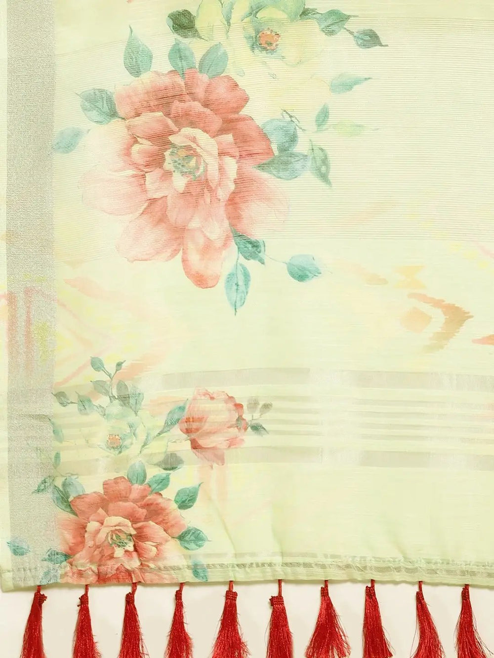 Organza With Satin Border Flower Print Party Wear Saree