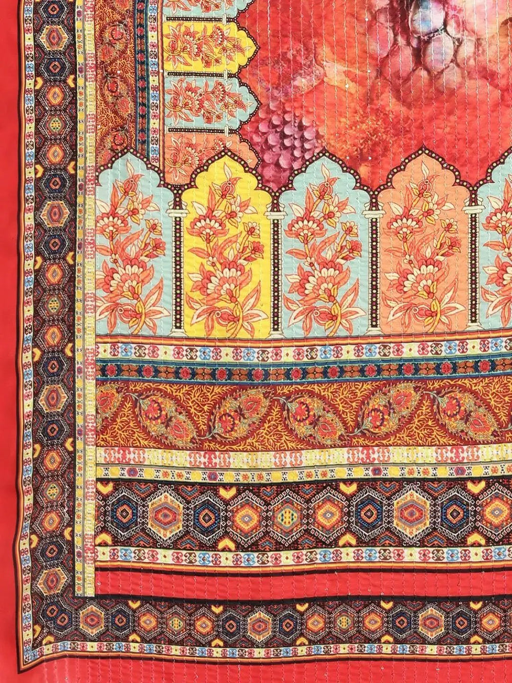Beautiful Floral Printed Silk Saree