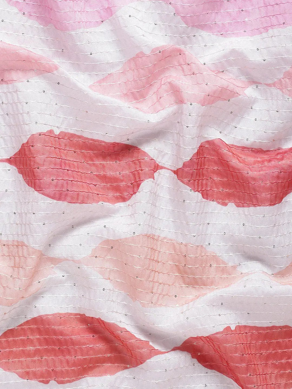 Beautiful Geometric Print With Sequinned Work Silk Saree
