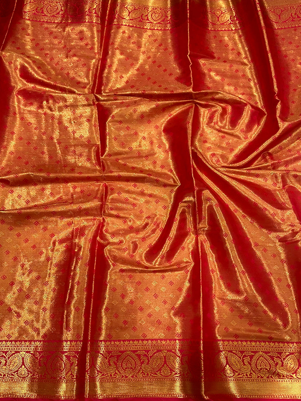 Radiant Red Floral Dharmavaram Silk Saree