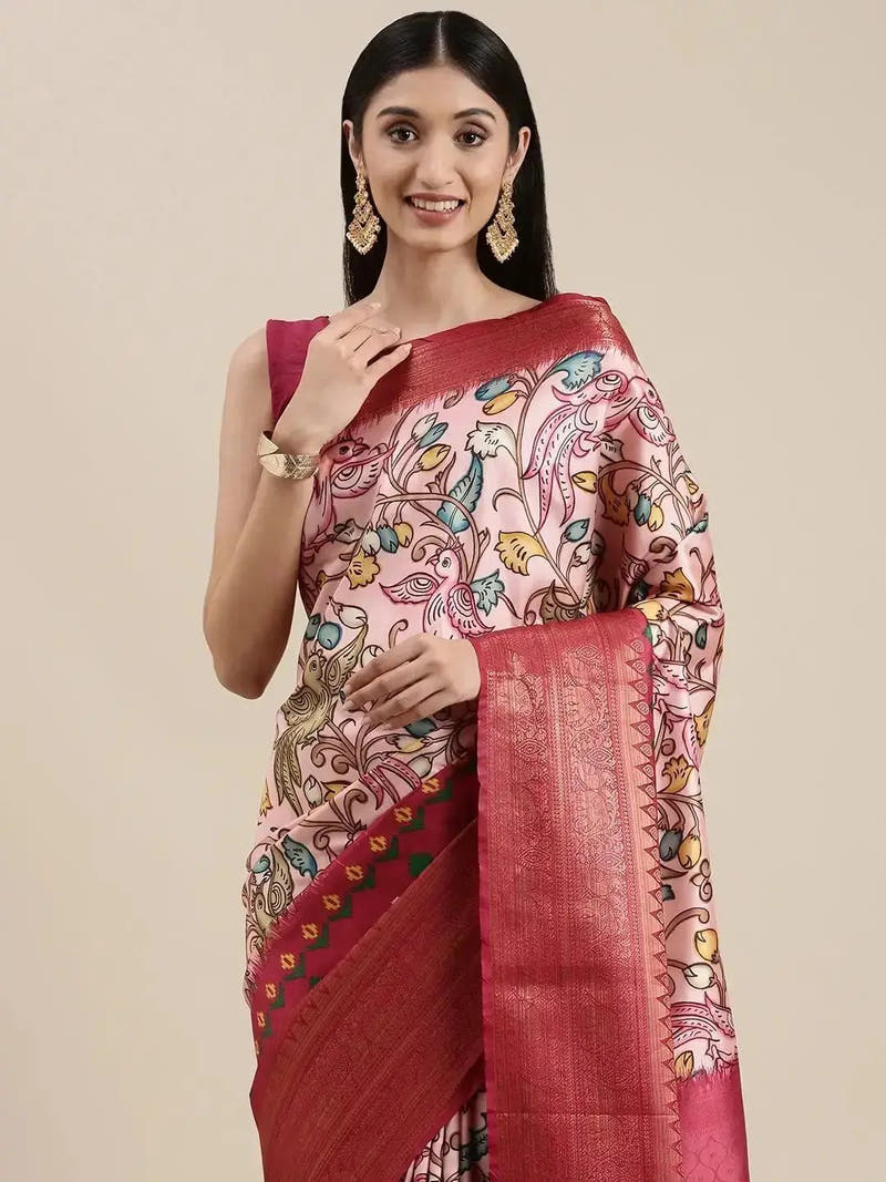 Stylish Kanjivaram Zari Silk Saree With Ethnic Motifs