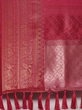 Stylish Kanjivaram Zari Silk Saree With Ethnic Motifs