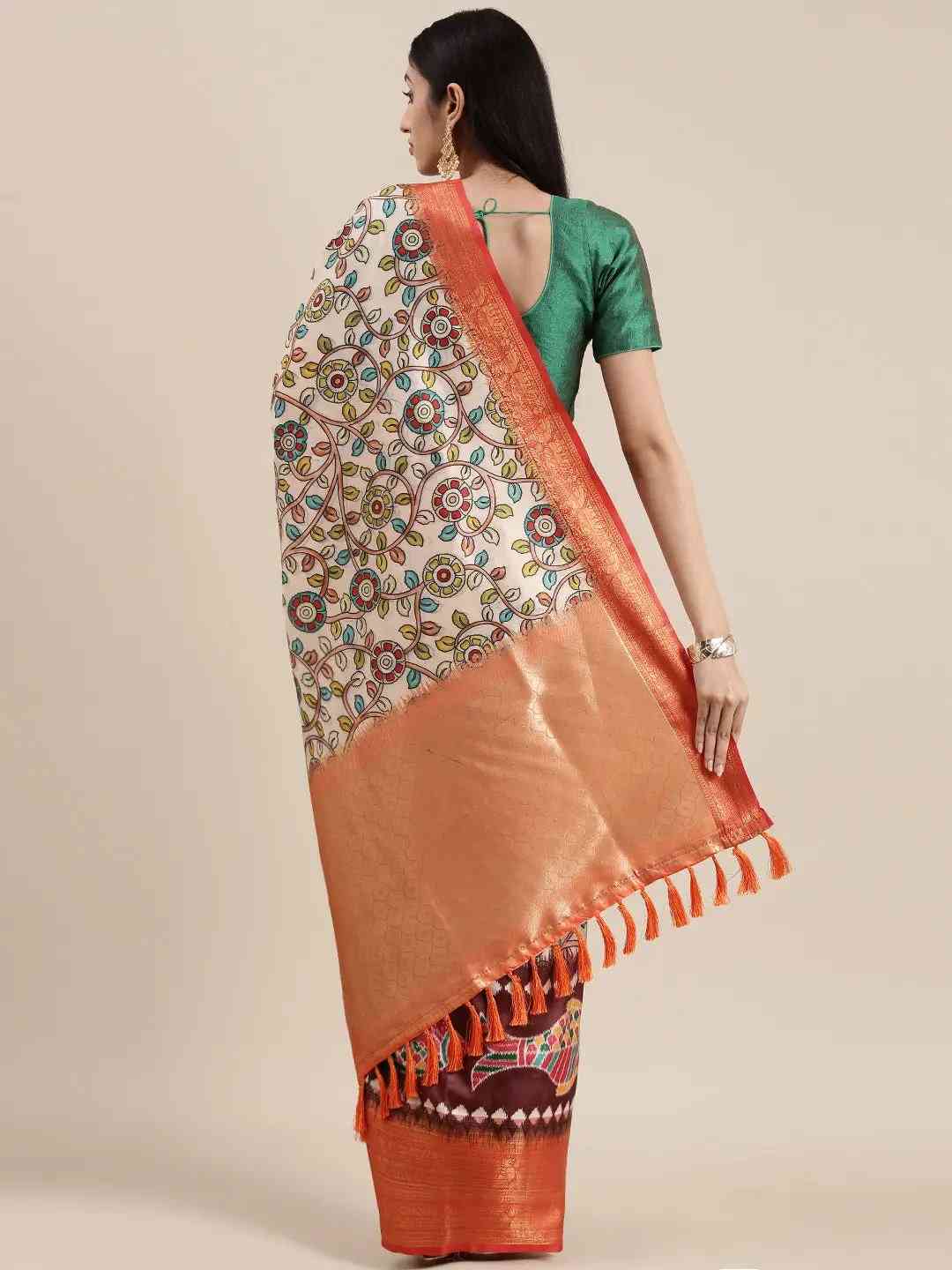  Kanjivaram Zari Silk Saree with Ethnic Motifs Work