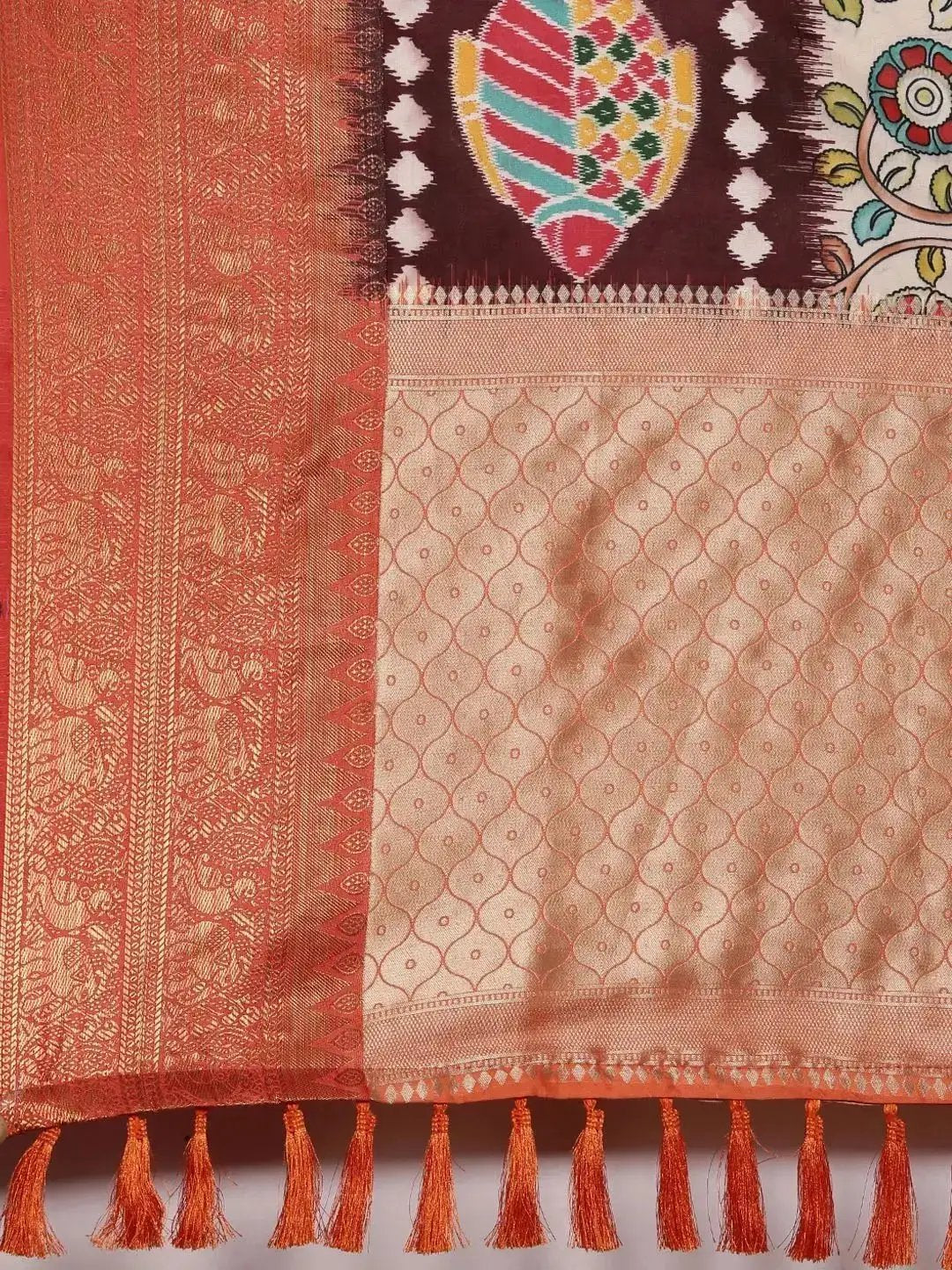  Kanjivaram Zari Silk Saree with Ethnic Motifs Work