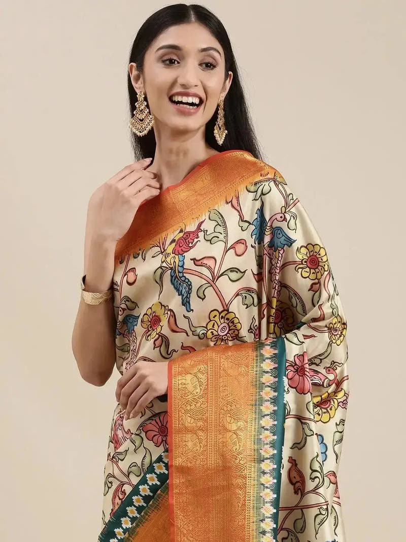 Kanjivaram Zari Silk Saree With Ethnic Motifs 