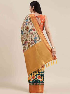 Kanjivaram Zari Silk Saree With Ethnic Motifs 