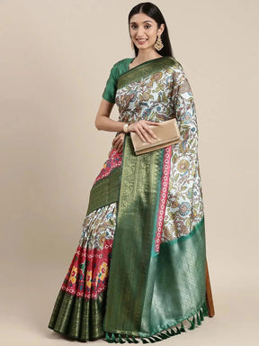  Kanjivaram Zari Silk Saree With Ethnic Motifs Work