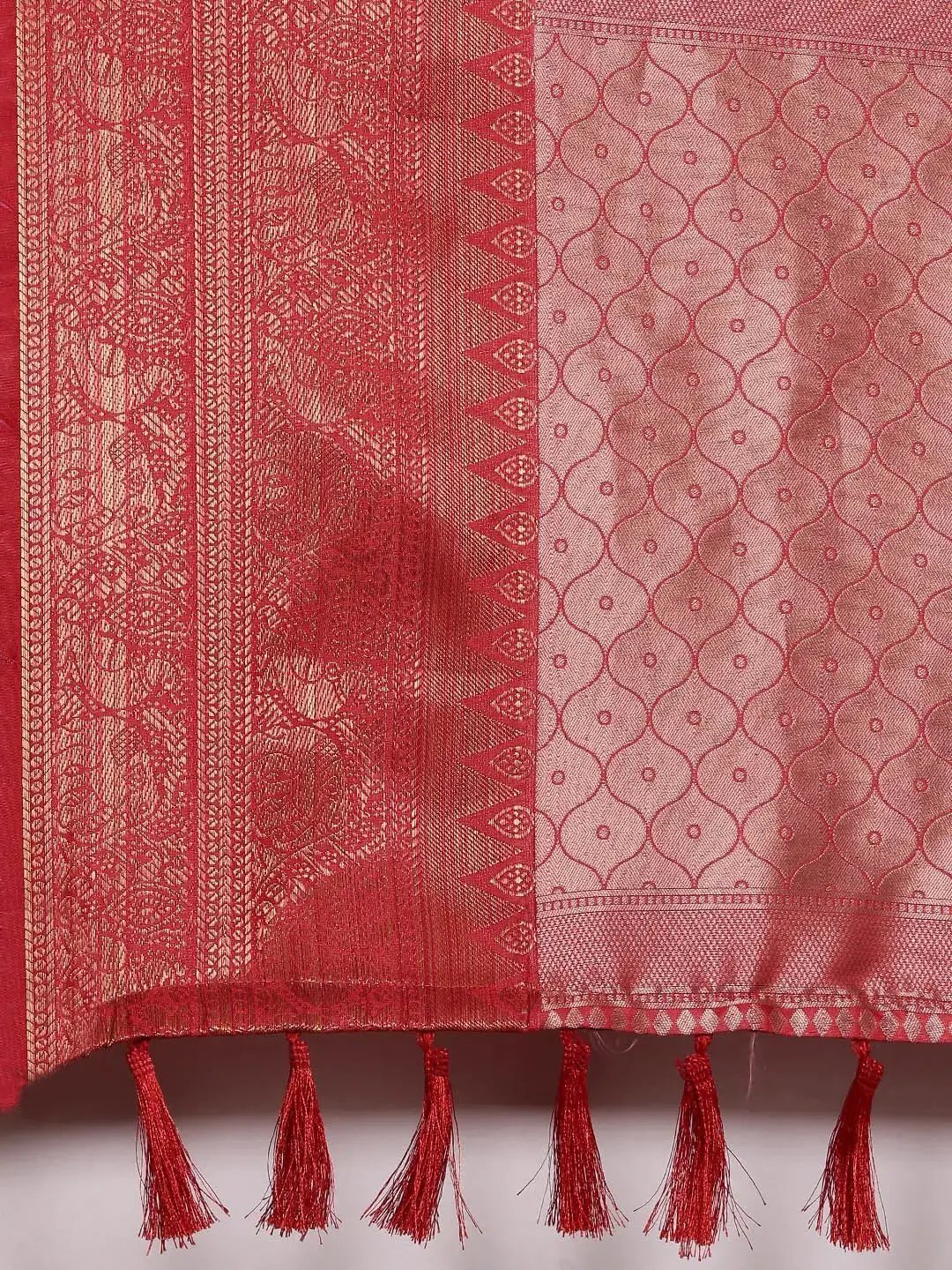  Kanjivaram Zari Silk Saree With Ethnic Motifs