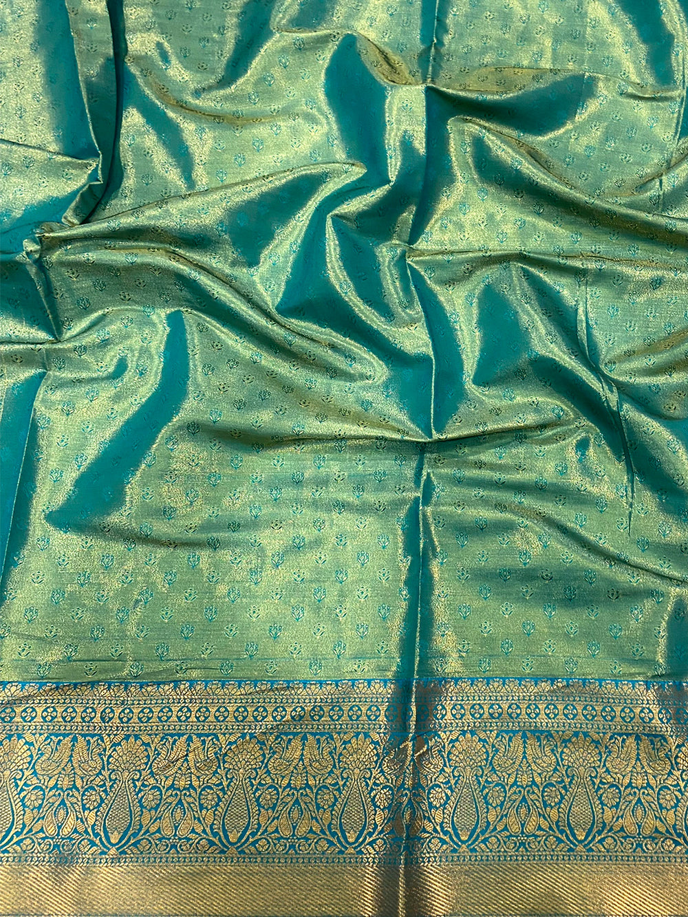Radiant Rama Zigzag Dharmavaram Silk Saree