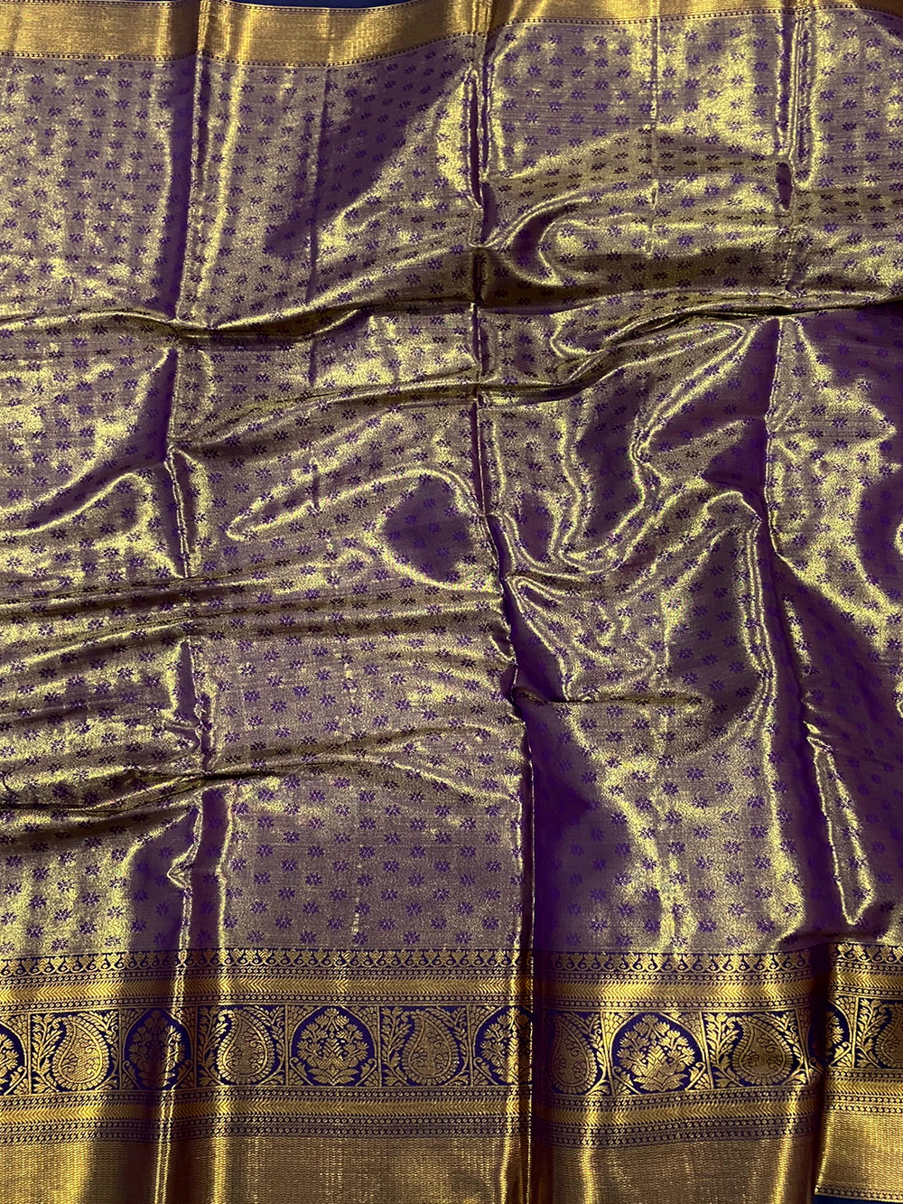 Graceful Brown Butterfly Floral Dharmavaram Saree