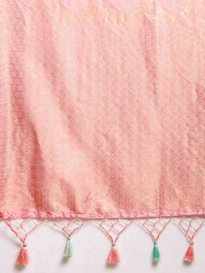 Stylish Baluchari Pink Colour Silk Saree