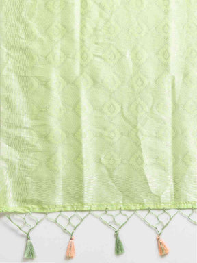  Baluchari Pista Colour Silk Blend Woven Design Saree