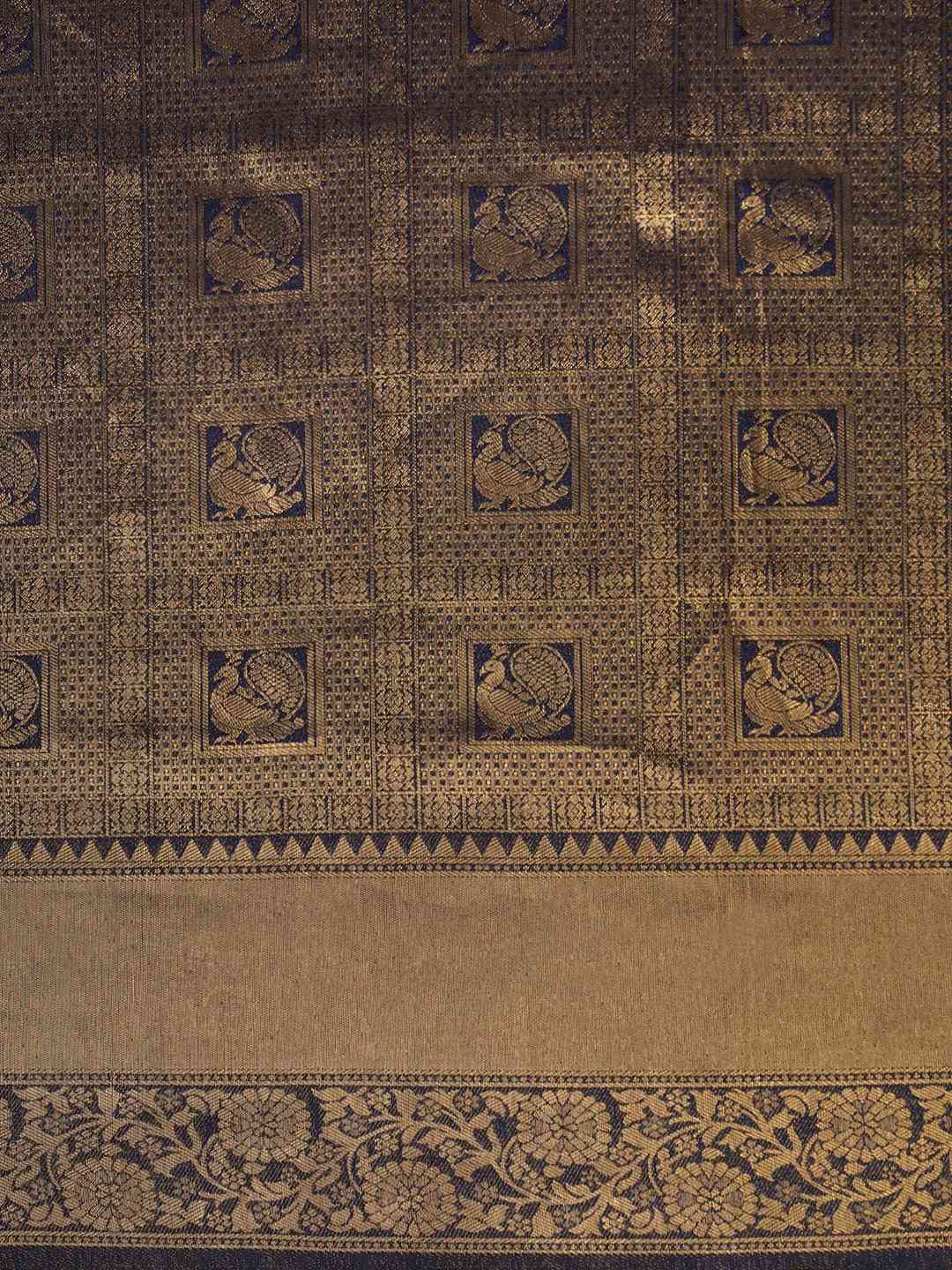 Navy Colour Silk Blend Banarasi Saree 