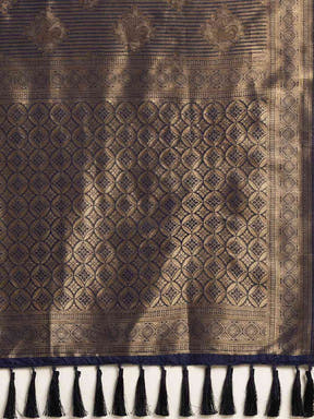  Exclusive Navy Silk Blend Banarasi Saree