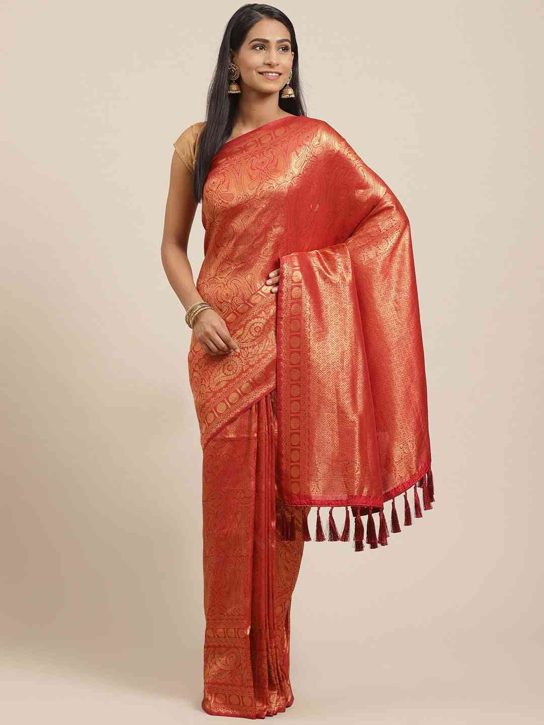 Exclusive  Red Colour Banarasi Silk Saree with Zari Work