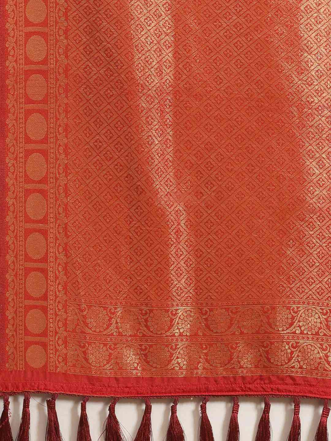 Exclusive  Red Colour Banarasi Silk Saree with Zari Work