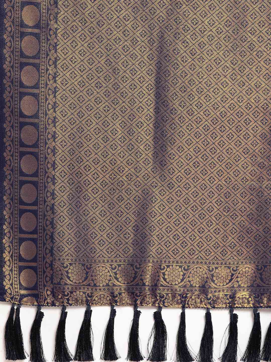  Exclusive Navy Colour Silk Blend Banarasi Saree