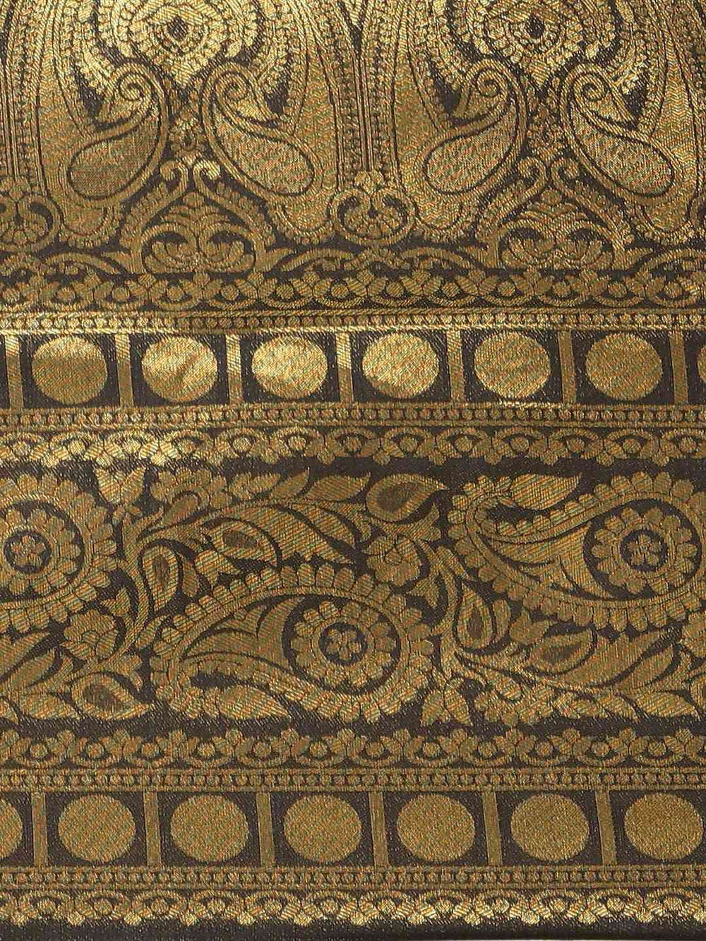 Silk Blend Black Colour Saree with Golden Zari Work 