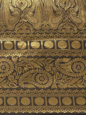 Silk Blend Black Colour Saree with Golden Zari Work 