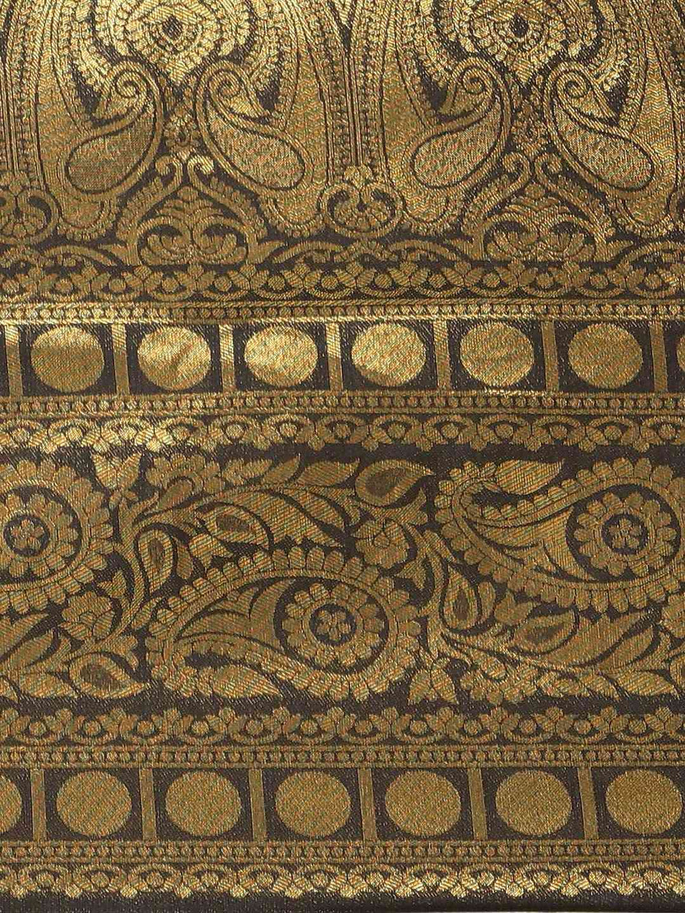 Silk Blend Black Colour Saree with Golden Zari Work 