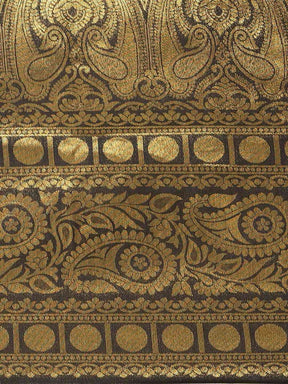 Silk Blend Black Colour Saree with Golden Zari Work 