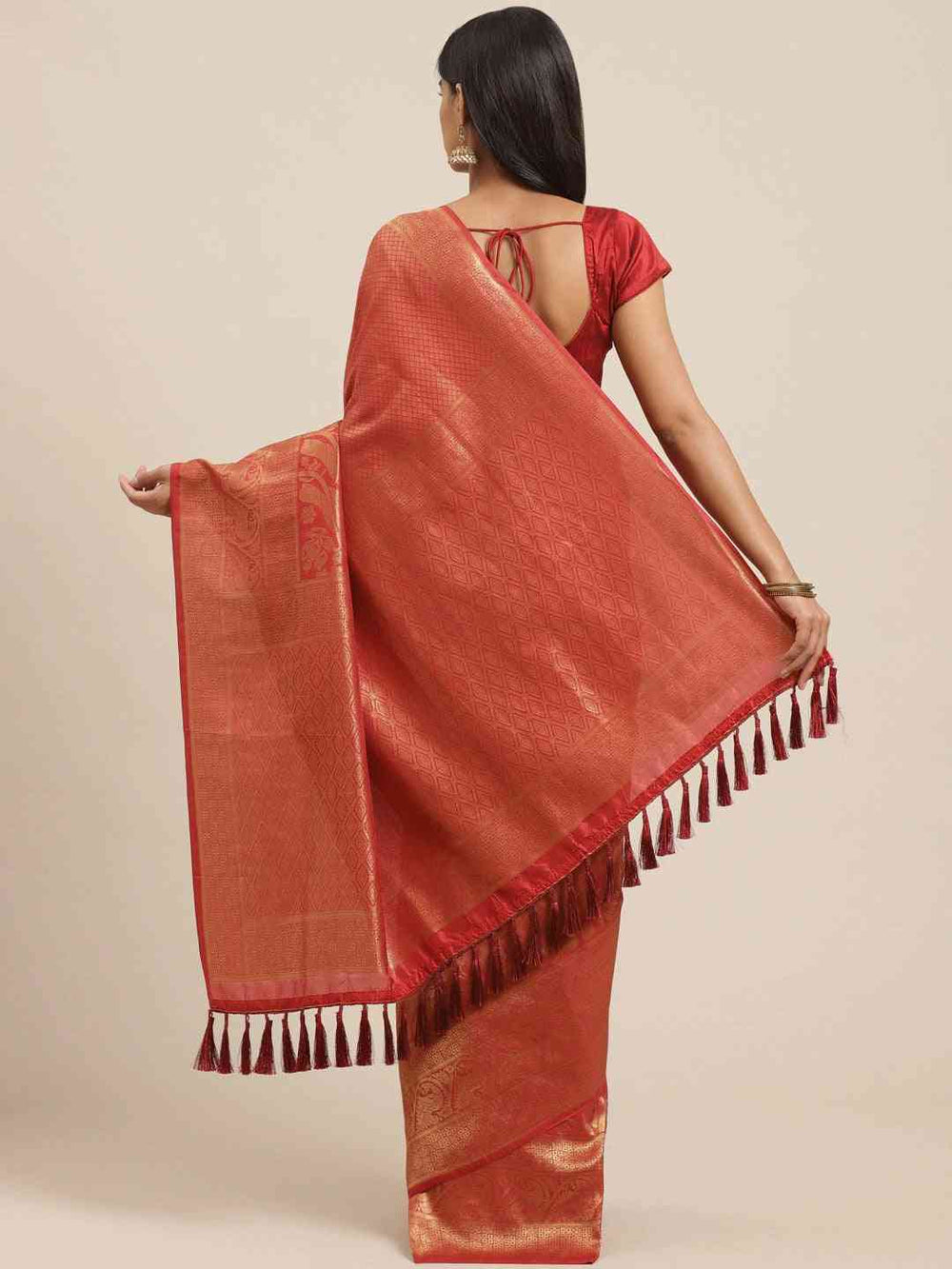 Maroon & Golden Zari Kanjivaram Saree