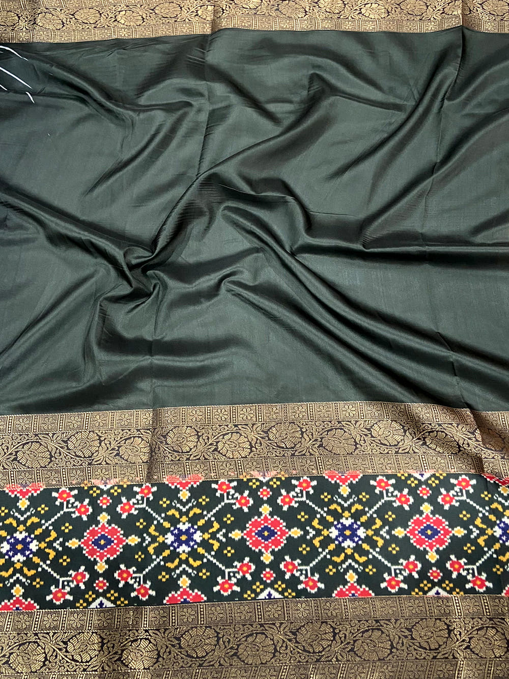 Beige Ikkat Kalamkari Saree