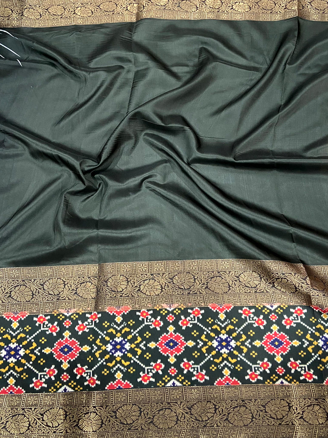 Beige Ikkat Kalamkari Saree