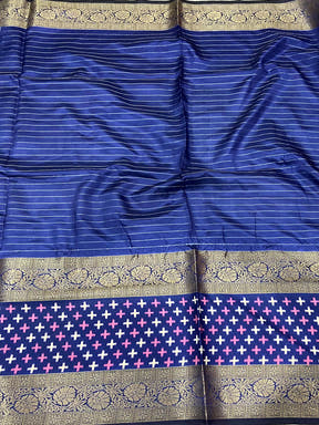 Green Chex Ikkat Saree With Double Border

